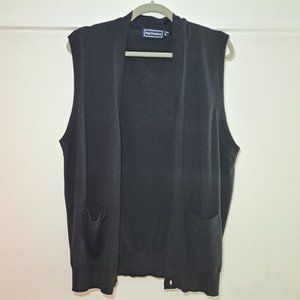 PAUL FREDERICK Black Merino Button Down Sweater Vest